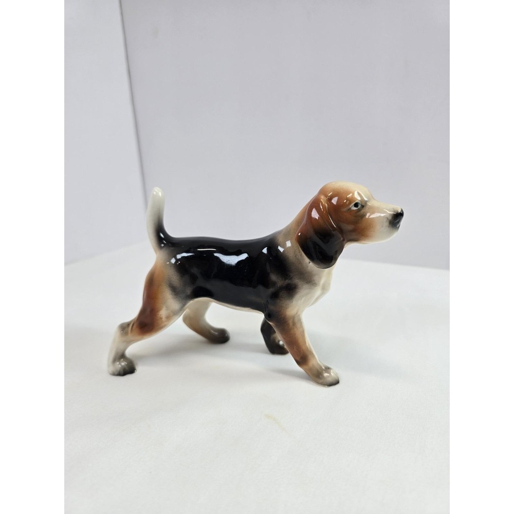 Vintage Japan Ceramic Beagle Dog Figurine Standing Hunting Hound 6 Inch Ucagco
